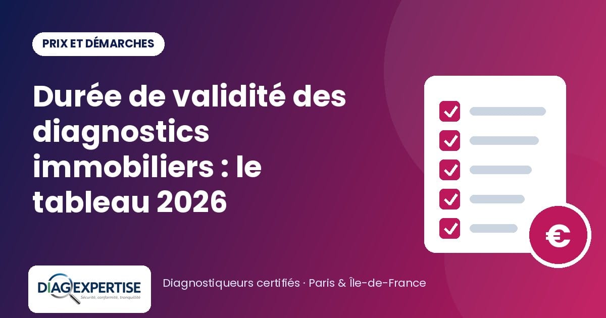Durée de validité des diagnostics immobiliers : le tableau 2026 — illustration Diag Expertise
